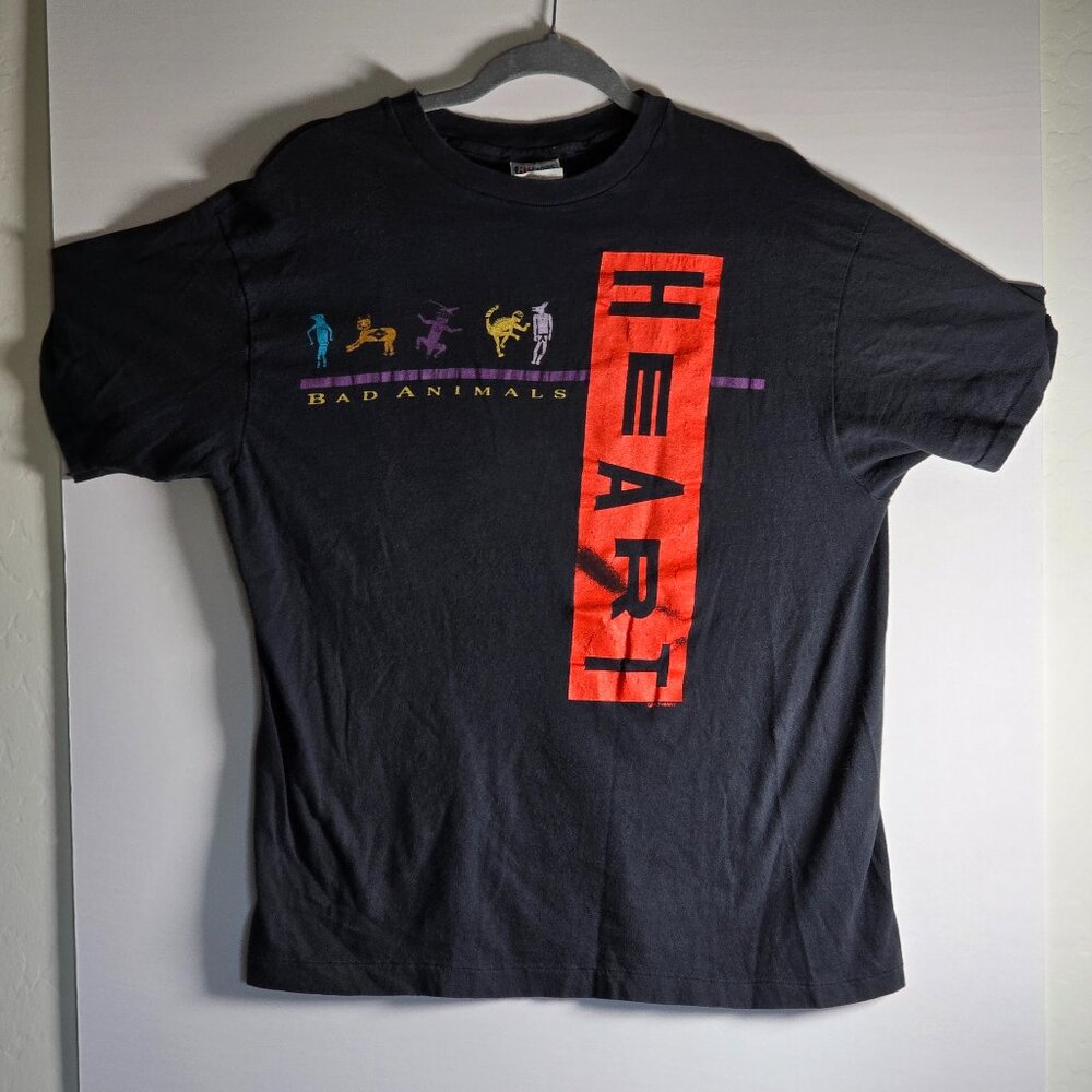 Authentic Heart Bad Animal 2-Sided Tour Concert Shirt 1987 Size XL Black